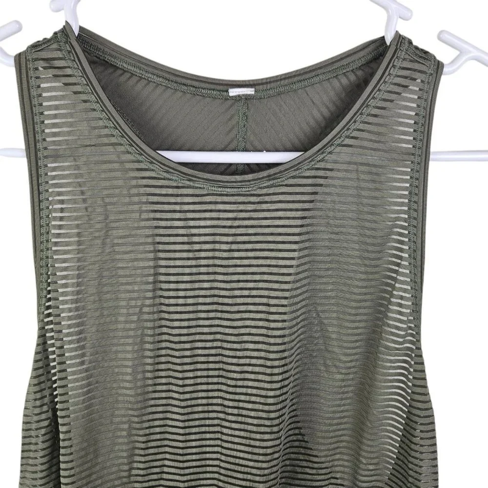Lululemon Miles Ahead‎ Tank in Stripe Sage Olive Green